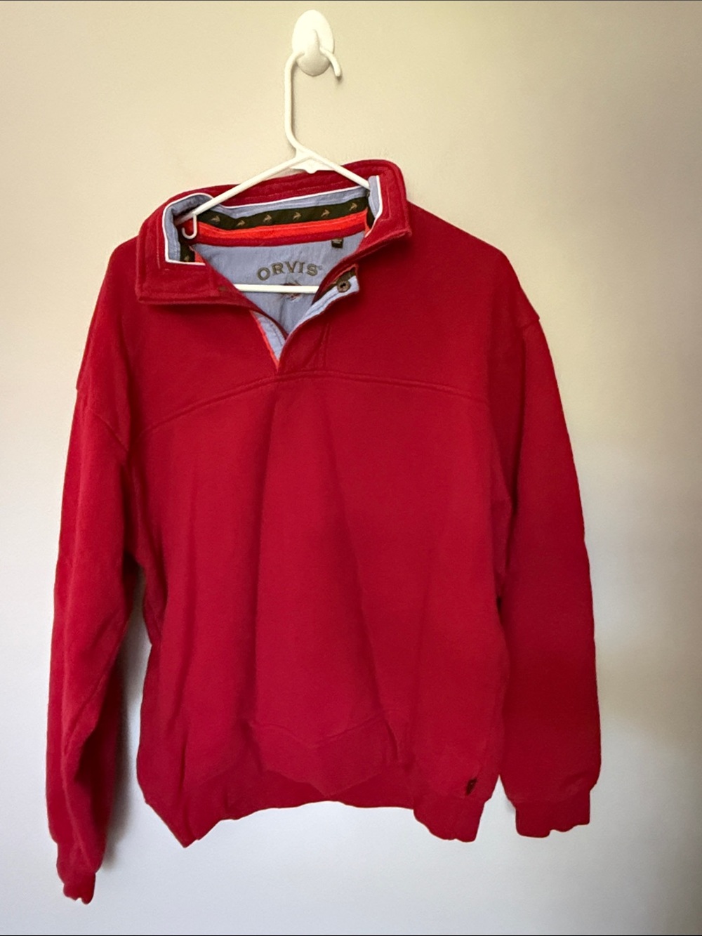 Orvis Men's Signature Quarter Zip Pullover- Red Size L Outdoor Preppy